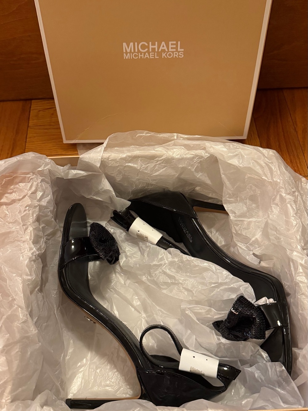 Michael Kors Black Patent Bow Stiletto Sandals - Picture 8 of 8